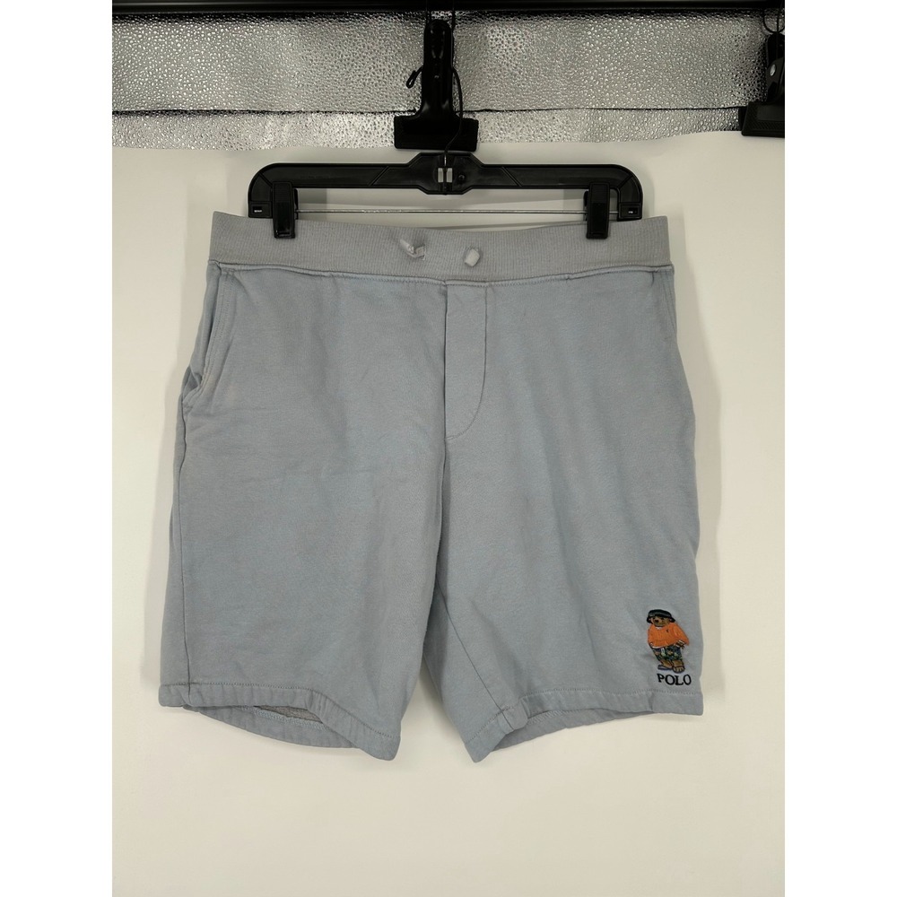 Polo Bear Ralph Lauren Sweat Shorts Men Medium Light Blue Casual Logo Drawstring